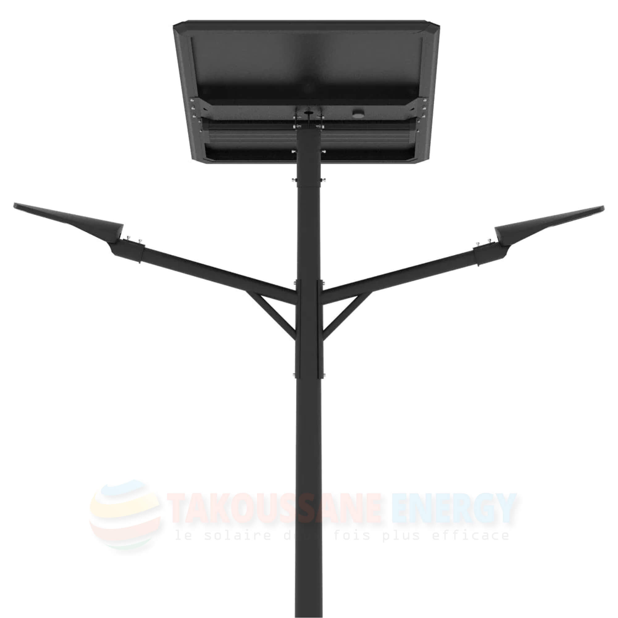 Eclairage public solaire lampadaire double crosse
