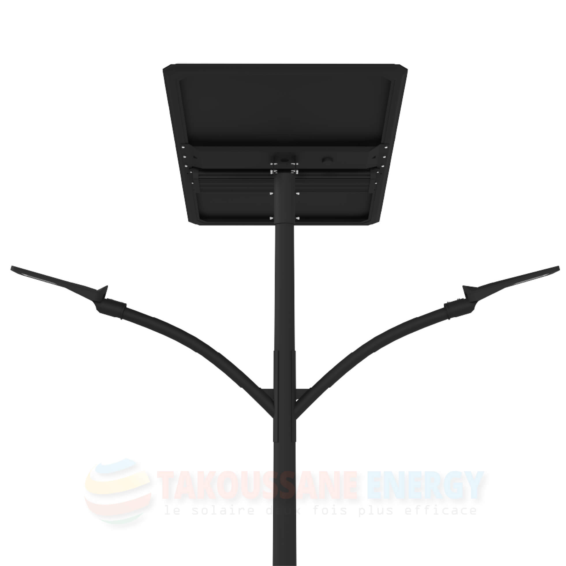 Eclairage public solaire lampadaire double crosse